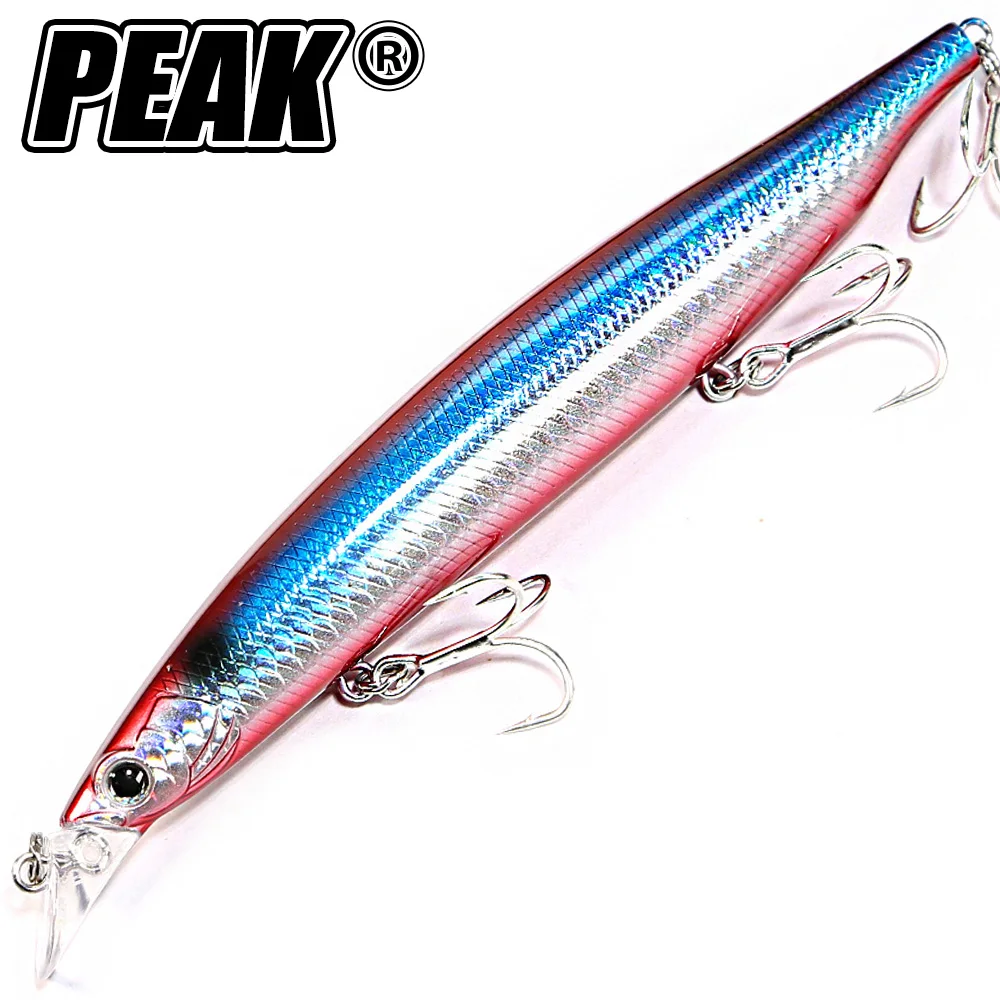 Señuelo Jerkbait PEAK flotante gran tamaño para lubina de agua salada