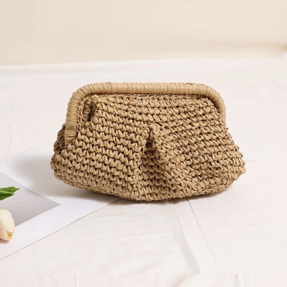 Bolso de paja bandolera gran capacidad con correa de cadena - imagen 3