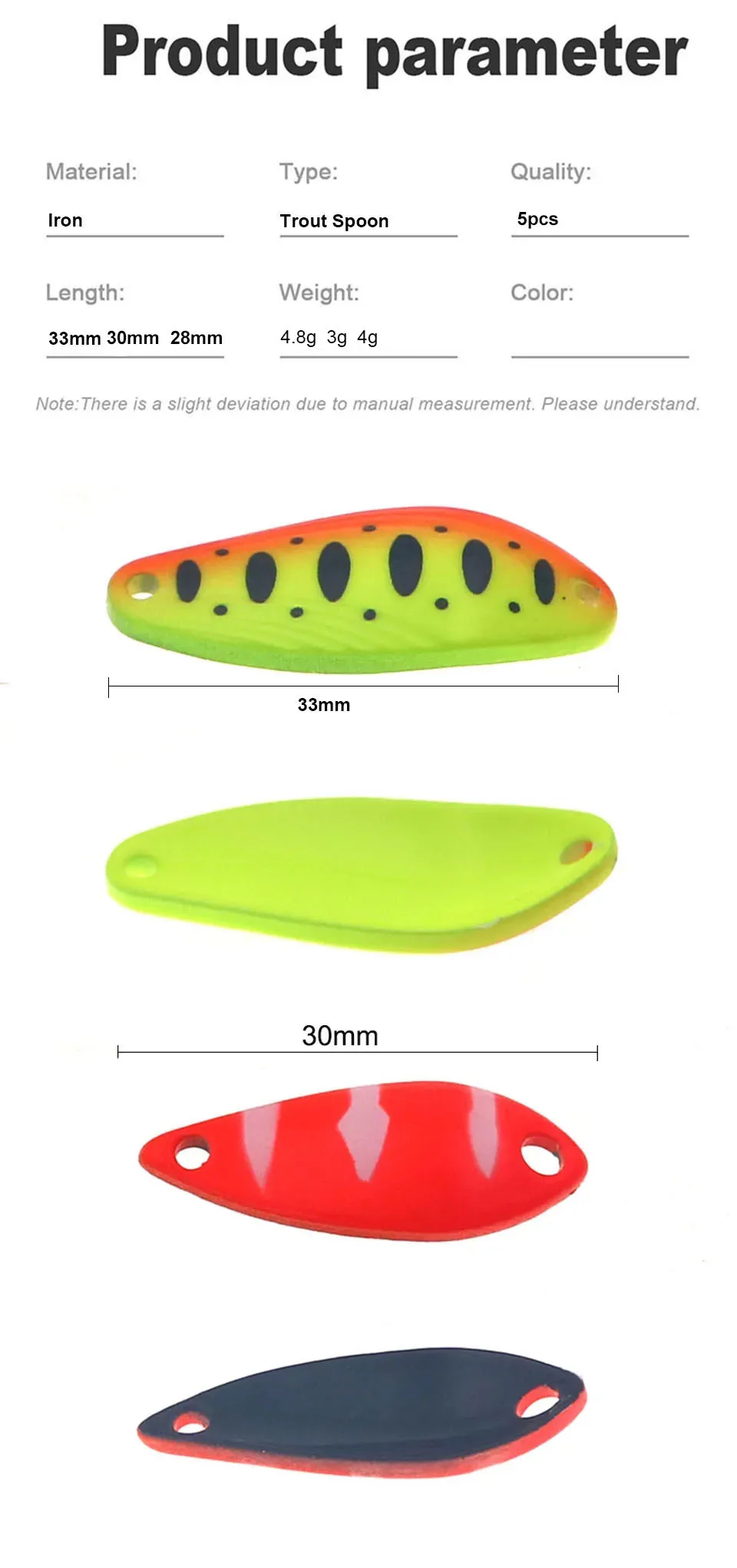 Set de 5 señuelos de pesca con diferentes acabados