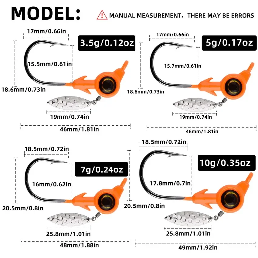 Jig head cuchara metálica con lentejuelas giratorias y cabeza plomada - imagen 3