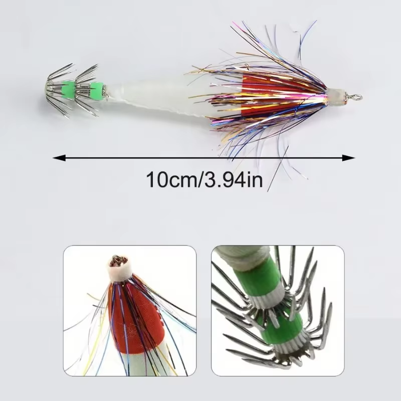 Ackibbik Tintenfisch-Jigs leuchtende Garnelenköder Salzwasser Meeresangeln-Zubehör
