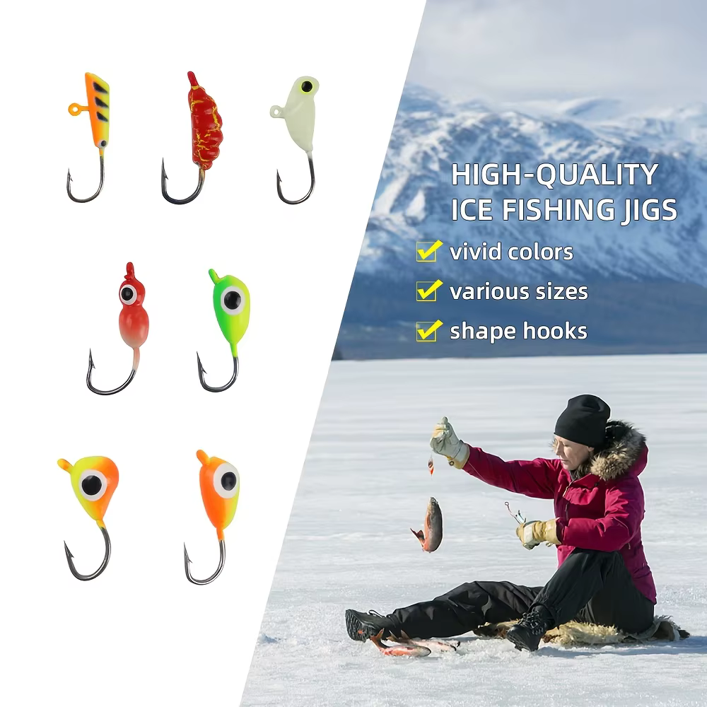 Juego de pesca en hielo con caña, carrete, sedal y señuelo - imagen 3