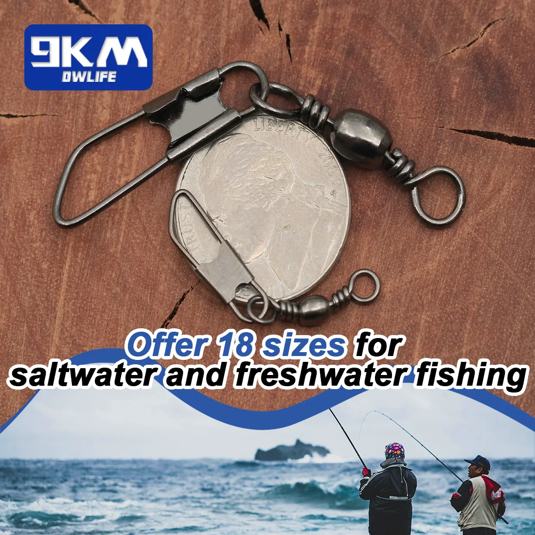 Giratorios de pesca acero inoxidable con broche para agua salada - imagen 4