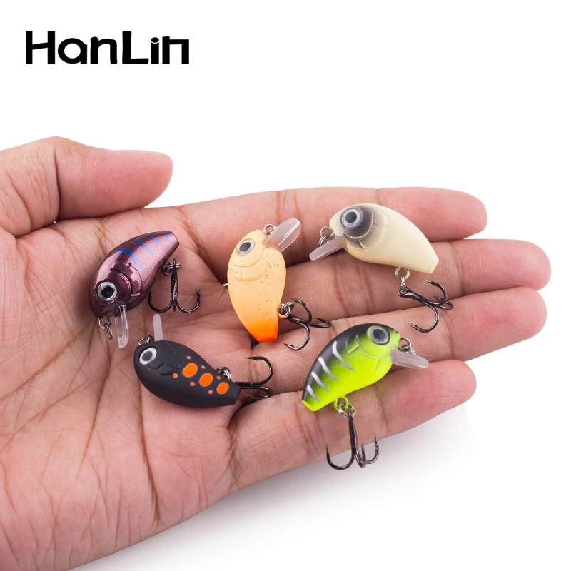 Señuelos Crankbait Hanlin – Mini Wobbler hundimiento lento para lubina
