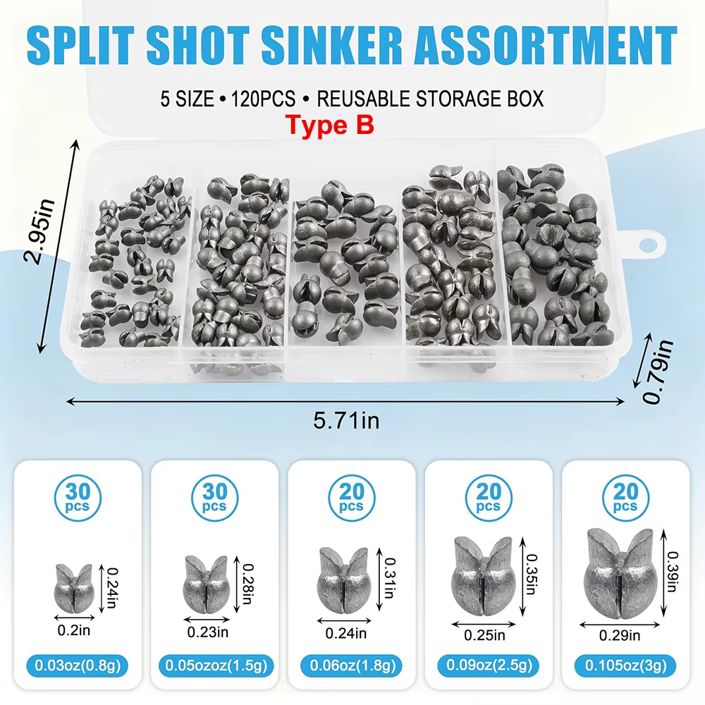 Plomos de pesca tipo split shot con clip reutilizable - imagen 3