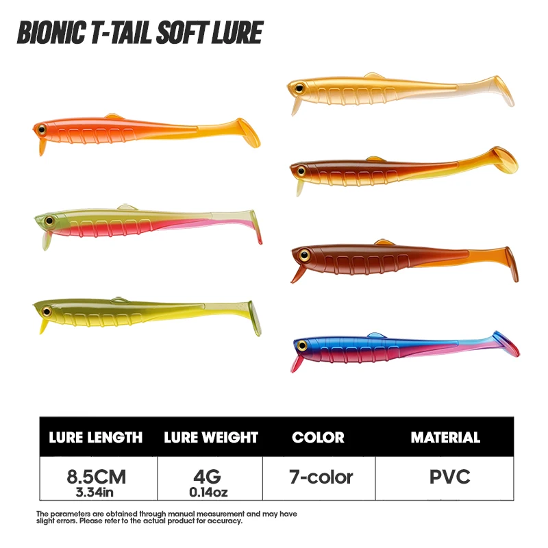 Señuelo blando Minnow T de cola Swimbait biónico multicolor ojos 3D - imagen 3