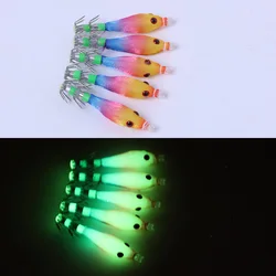 Señuelos luminosos para calamar con anzuelo, pesca nocturna en agua salada