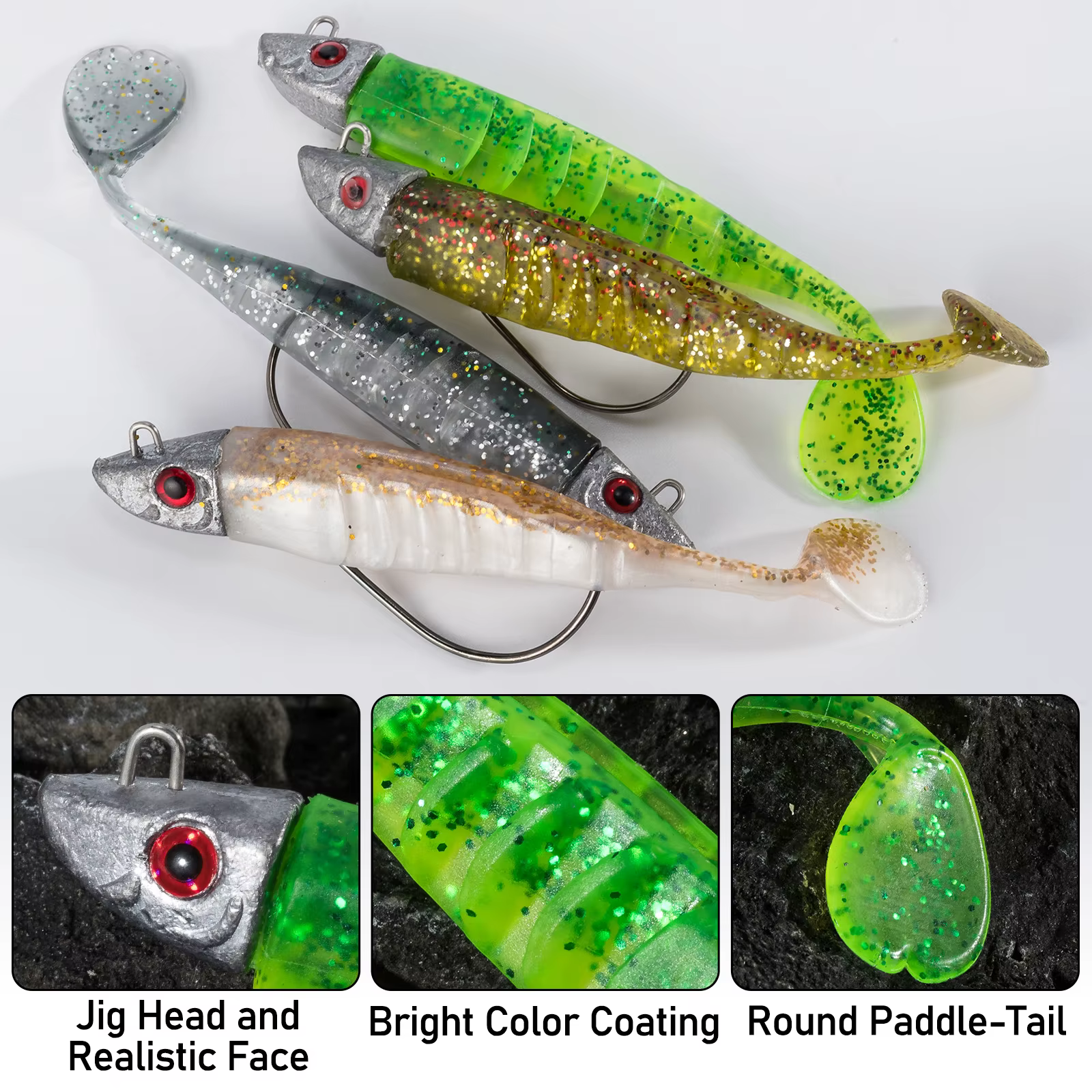 Swimbait de Silicona con Jig Head – Vinilo para Pesca en Mar