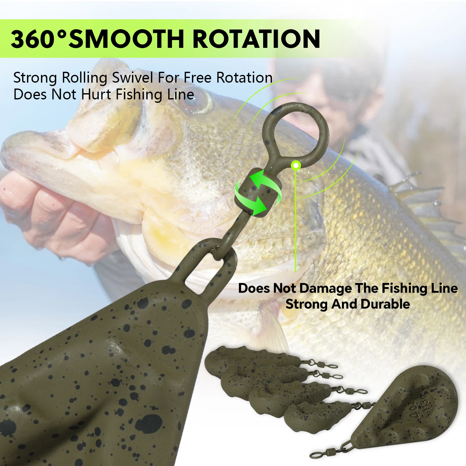 Sougayilang Plomos giratorios para pesca de carpa en río - imagen 5