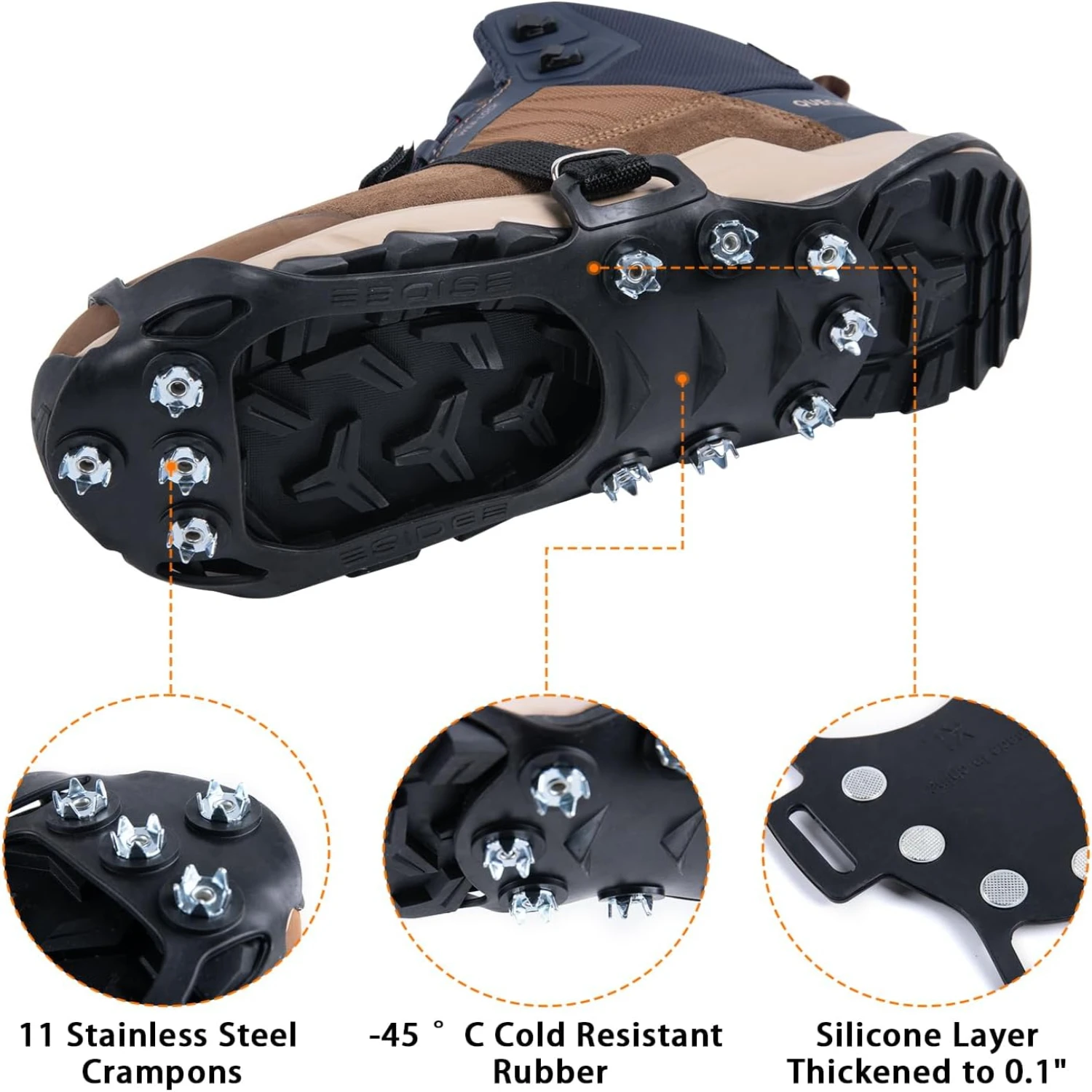 Crampones antideslizantes de acero inoxidable para zapatos y hielo - imagen 3