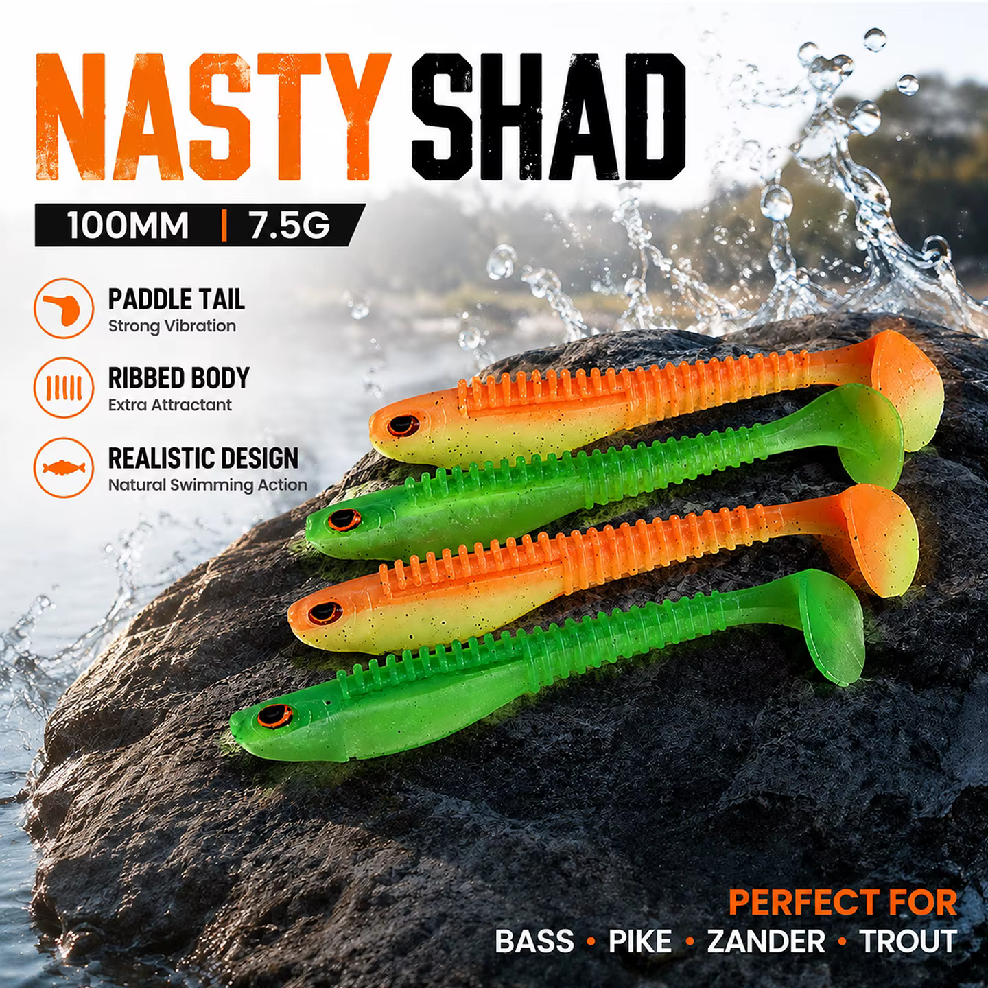 ESFISHING Nasty Shad – Señuelo de silicona suave para spinning - imagen 5