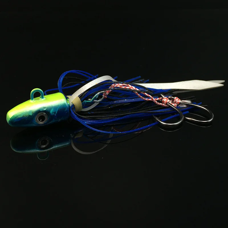 Buzz Bait con cabeza jig plomo, cola falda y ojos 3D alto carbono - imagen 3