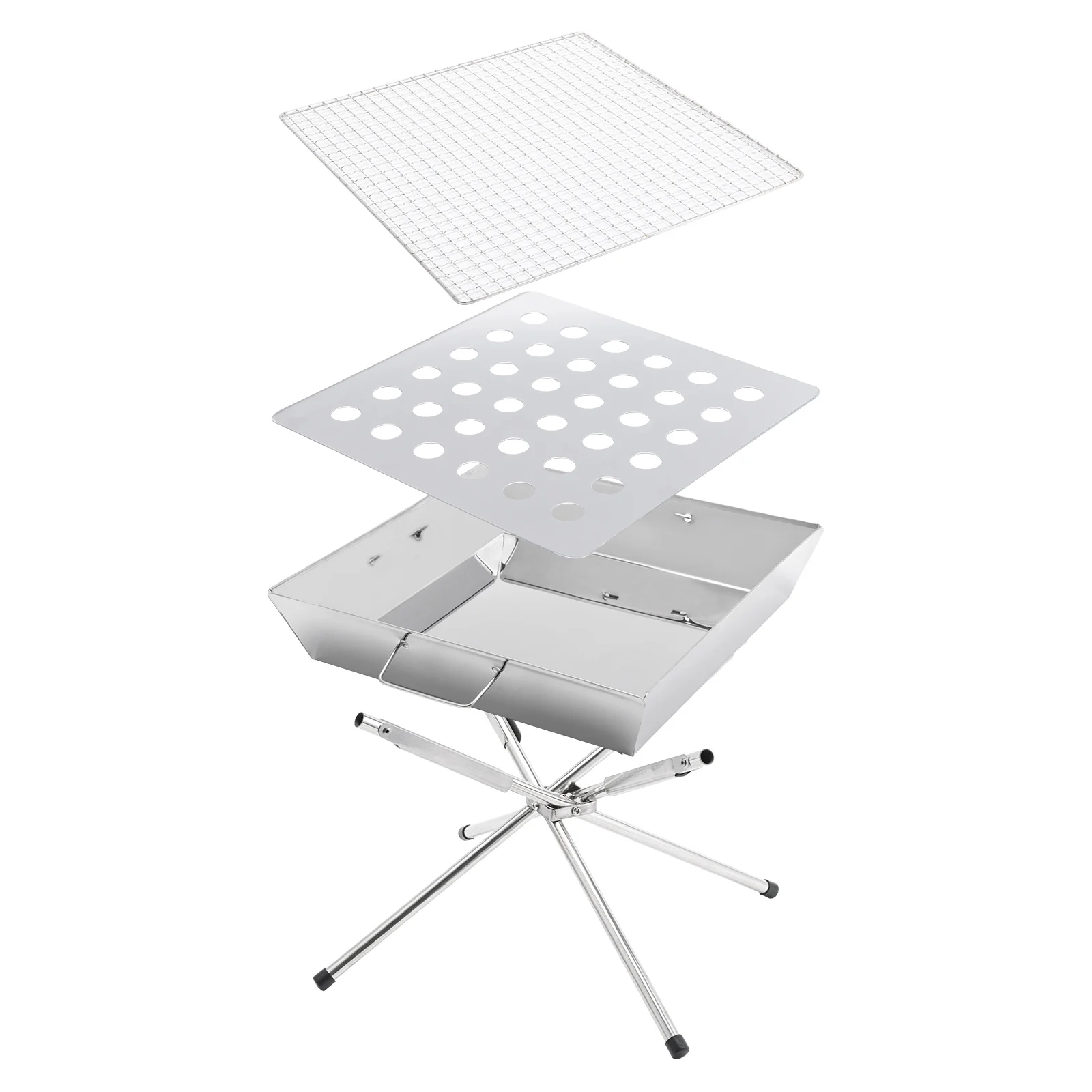 Parrilla plegable de acero inoxidable para barbacoa y camping - imagen 3