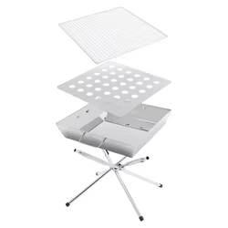 Parrilla Plegable de Acero Inoxidable para Camping y Barbacoa