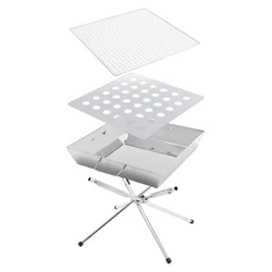 Parrilla Plegable de Acero Inoxidable para Camping y Barbacoa