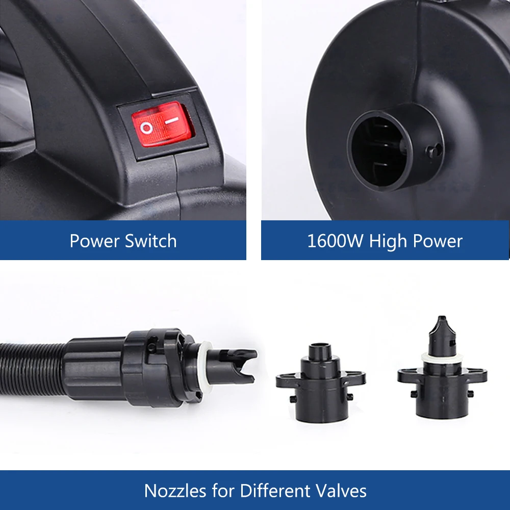 Bomba eléctrica para barco hinchable – Inflado rápido 1600W - imagen 5