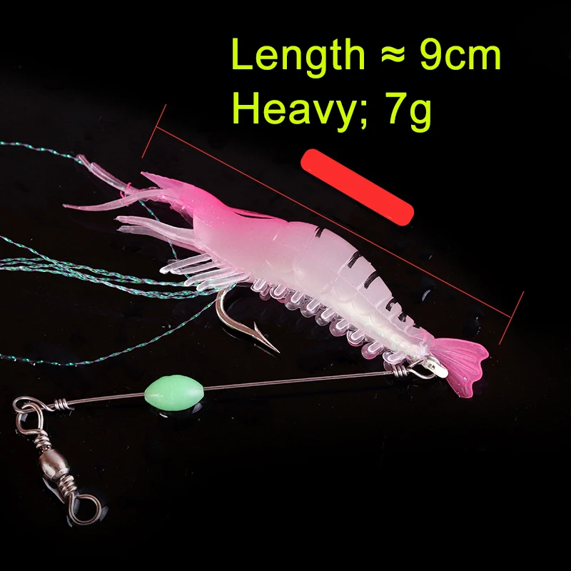 Luminous Soft Shrimp Cebo Realista 7.5cm con Anzuelos - imagen 4
