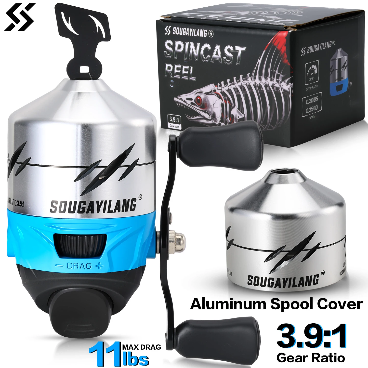 Sougayilang Spincast Carrete de Pesca Línea Preenrollada Botón Empuje - imagen 2