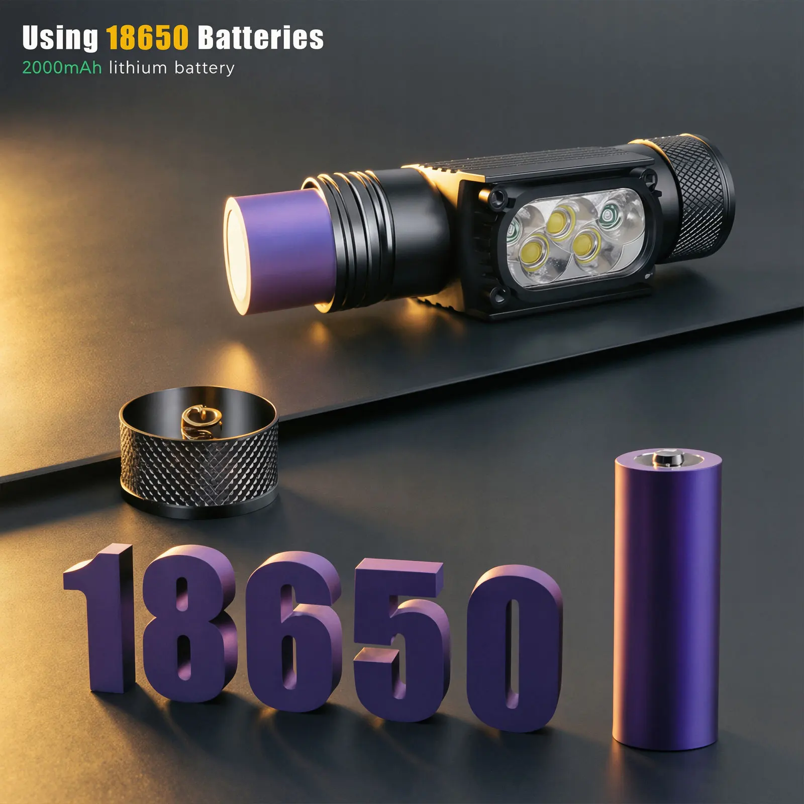 Linterna frontal LED recargable USB-C para acampar y cazar - imagen 5
