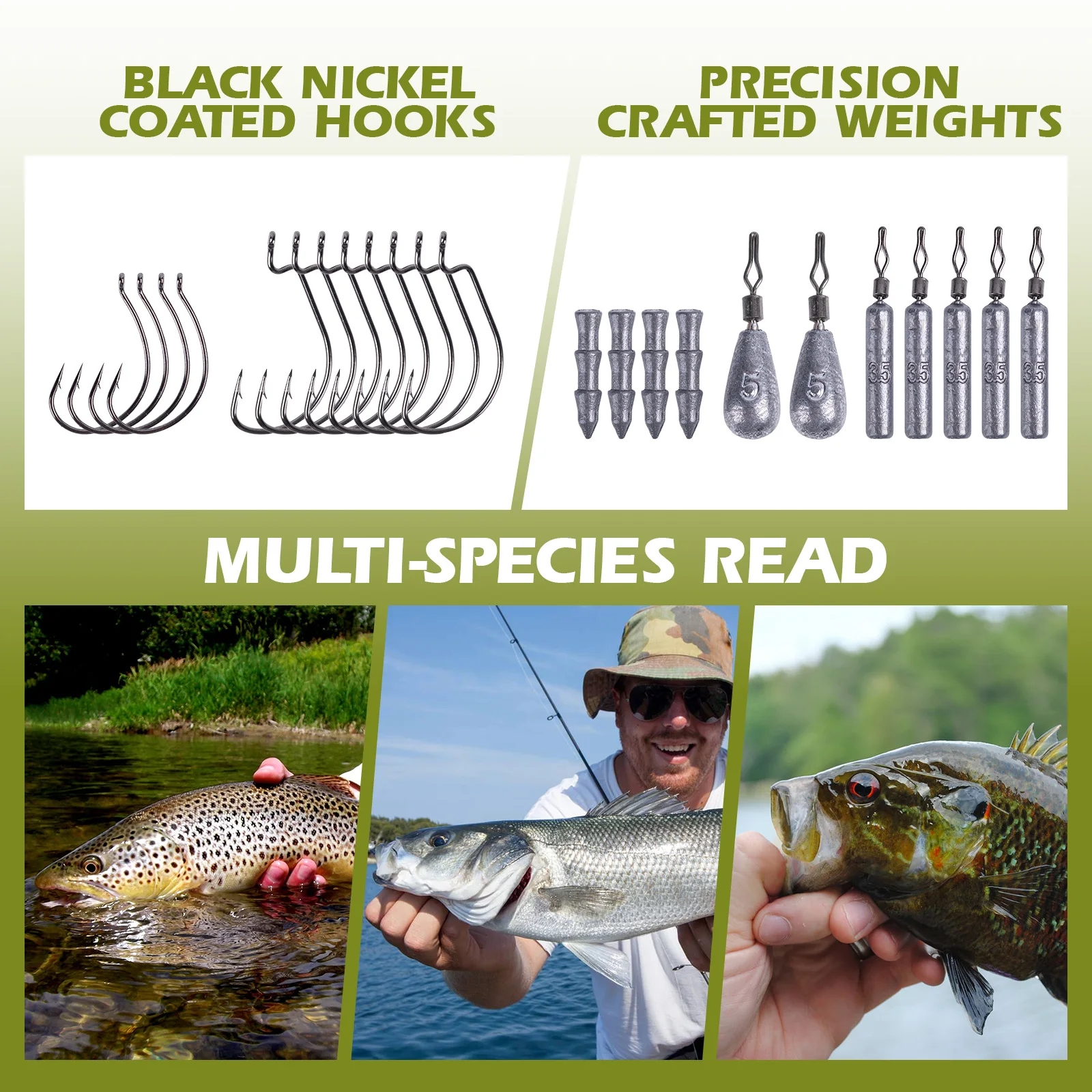 Goture juego de accesorios de pesca: plomos y anzuelos - imagen 2