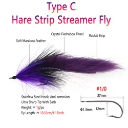 Bimoo Señuelos Streamer con Mancuernas Agua Salada Ojos de Marabú 1/0