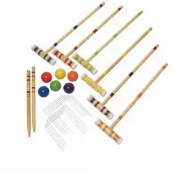 Croquet exterior en roble, set para 4-6 jugadores, bola 7 cm