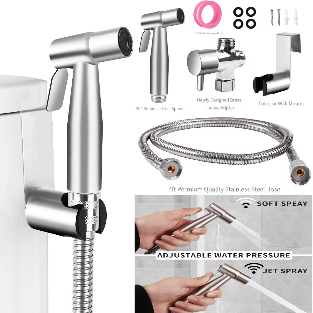 Ducha bidé portátil de acero inoxidable para inodoro - imagen 3