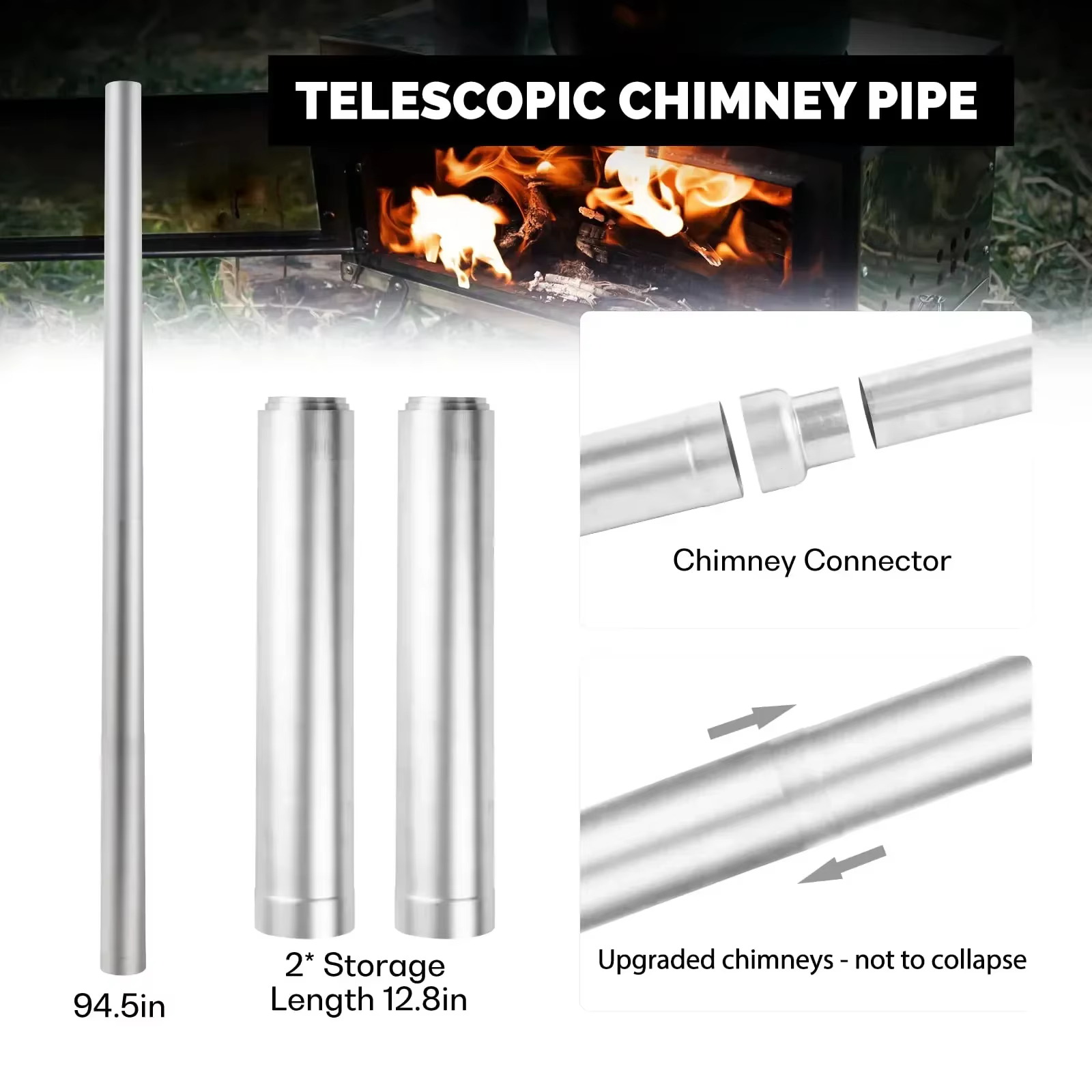 Estufa de leña portátil para camping – Chimenea desmontable - imagen 4
