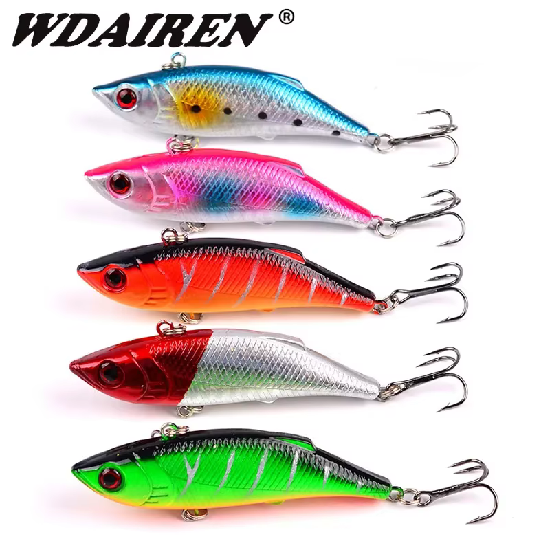 Kit de Señuelos de Pesca Duros con Vibración y Anzuelo Triple 8 cm