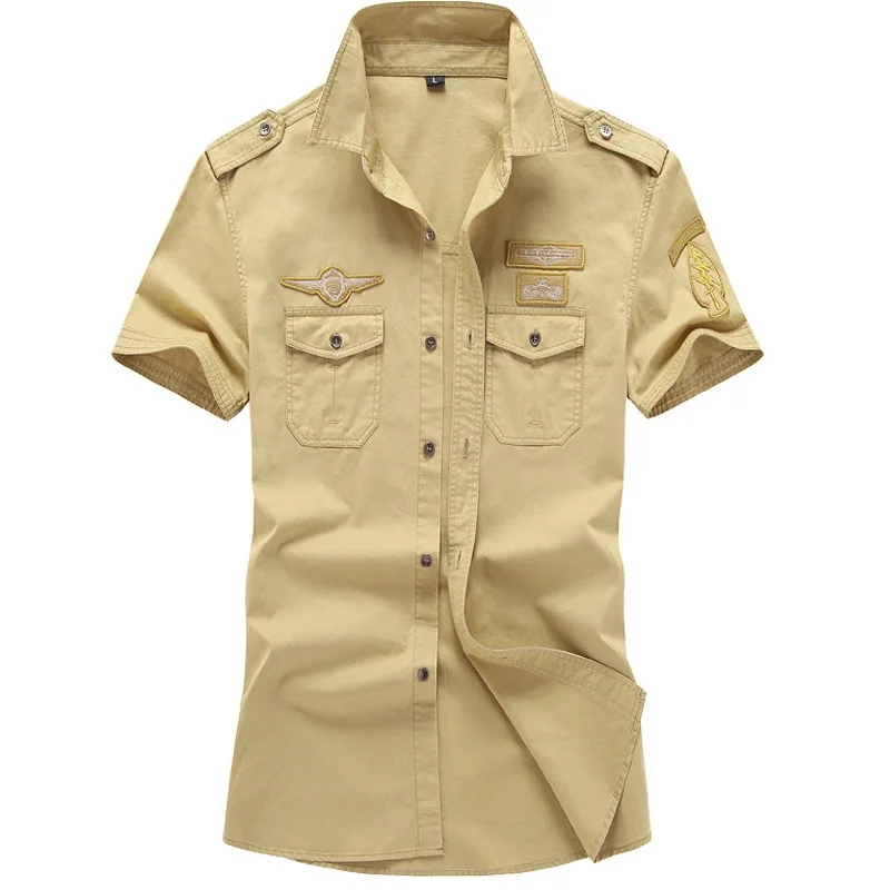 Camisa de pesca manga corta para hombre - Bordada en algodon talla 6XL - imagen 4