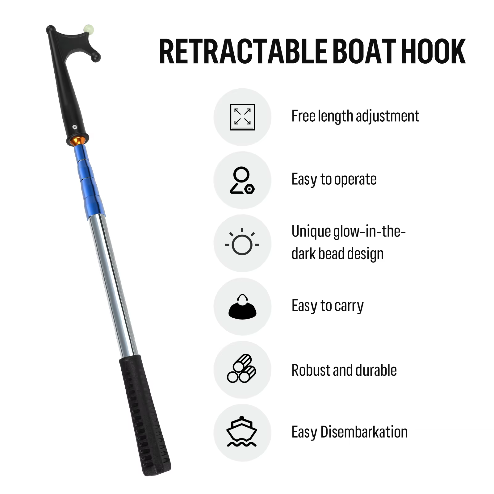 SANLIKE Vara extensible con cuentas luminosas para pesca desde barco - imagen 3