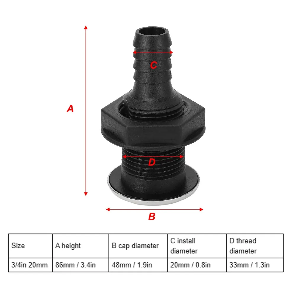 Conjunto de conectores pasacascos de nailon negro para embarcaciones