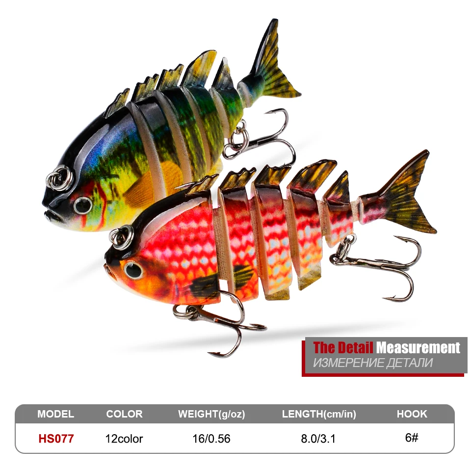 Señuelo crankbait articulado rígido Proberos de segmentos para pesca - imagen 2