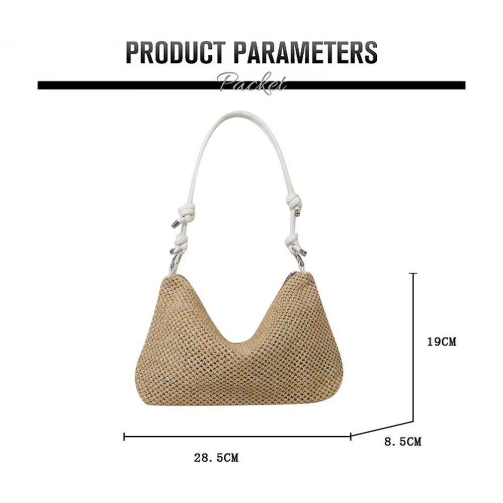 Bolso de paja tejido a mano vista frontal