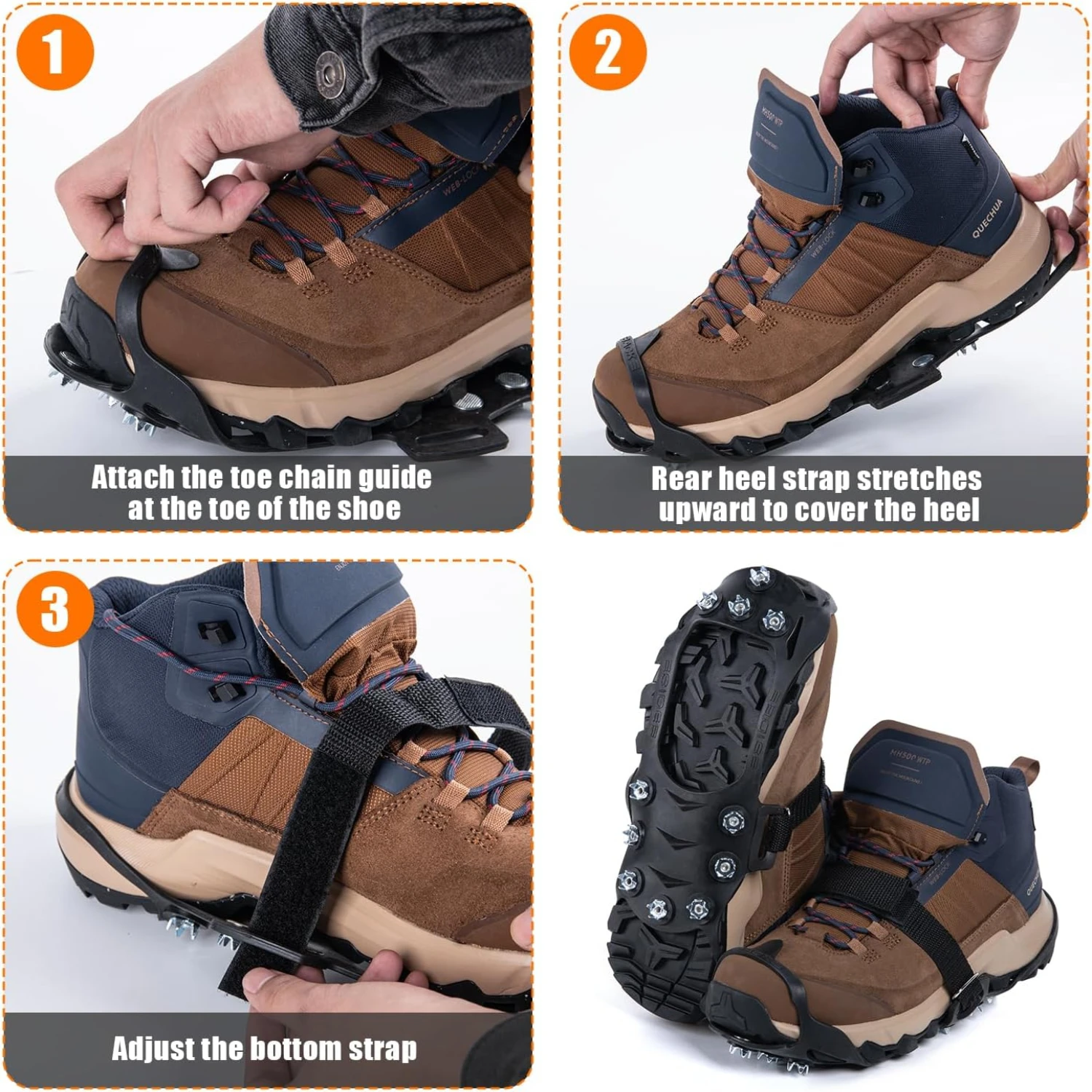 Crampones antideslizantes de acero inoxidable para zapatos y hielo - imagen 2