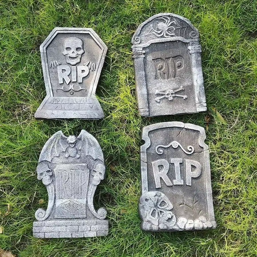 Lápida Halloween jardín RIP Calavera – Decoración impermeable exterior
