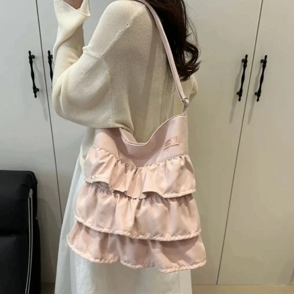 Bolso Tote de Tela con Volantes en Capas – Ligero y Espacioso - imagen 4