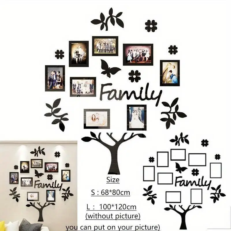 Marco de fotos acrílico de pared con diseño de árbol 3D