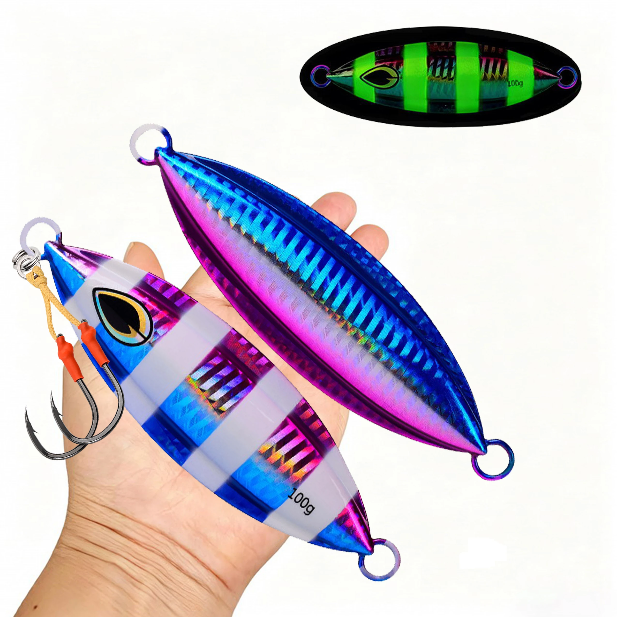 Señuelo jigging lento metal UV con anzuelo auxiliar para atún y pargo - imagen 5