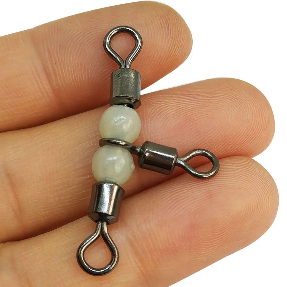 Giratorio de tres vías para pesca con cuentas brillantes - imagen 3