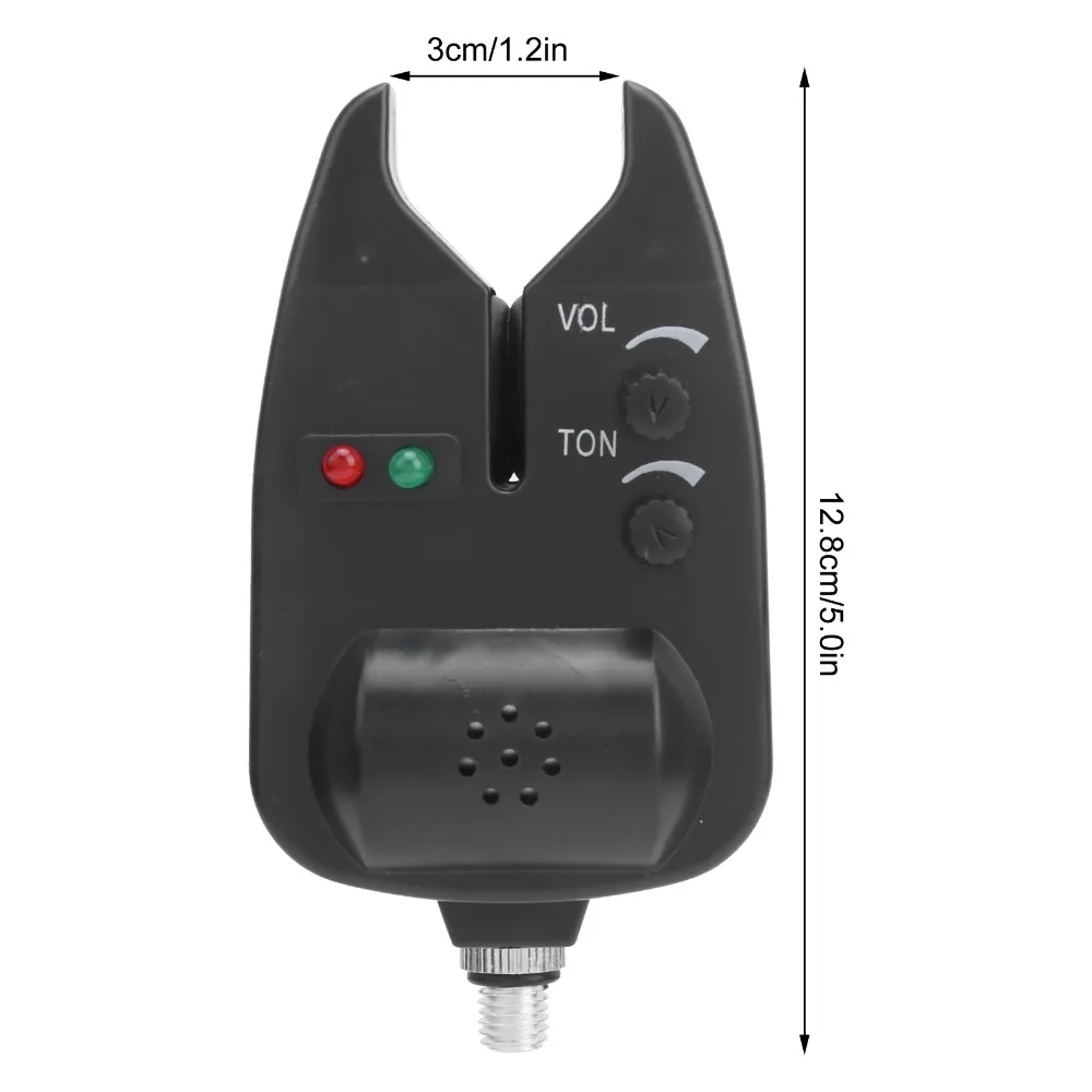 Alarma de pesca con indicador LED en uso