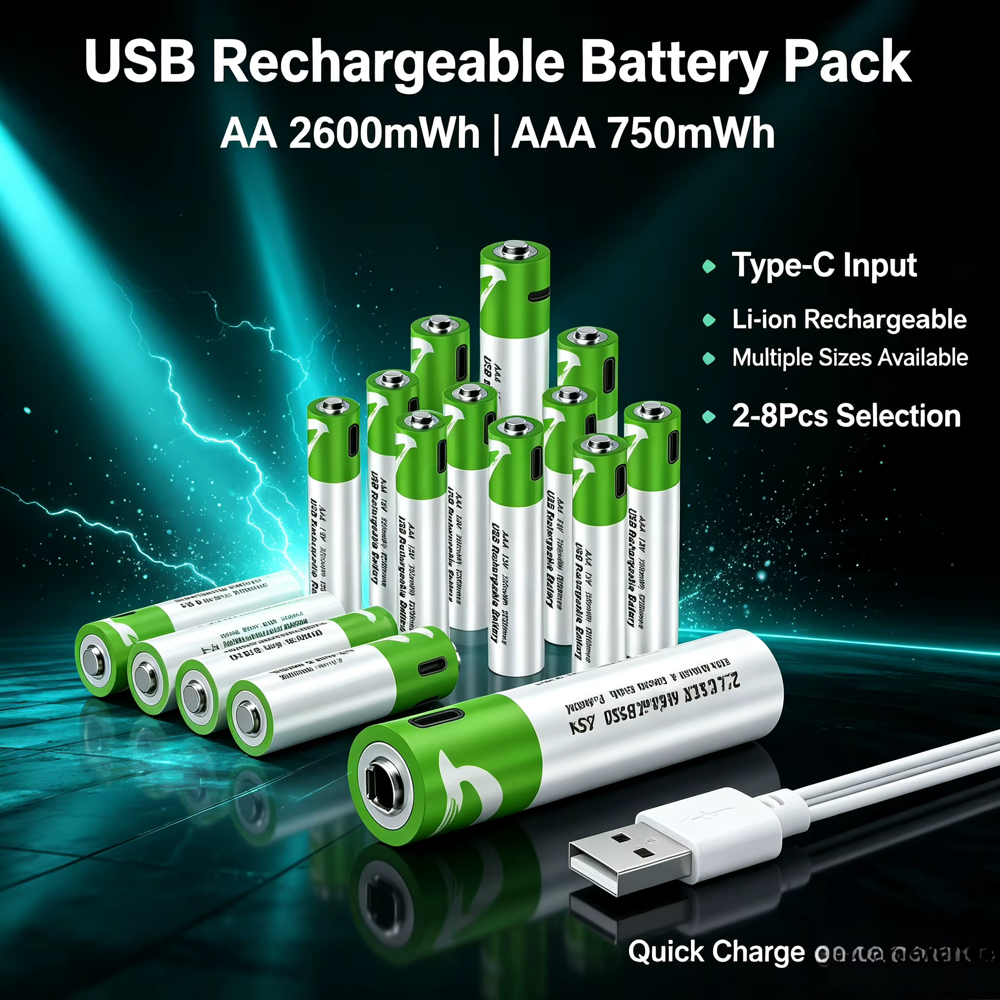 Pilas Recargables AA y AAA 1.5V – Carga USB Tipo-C - imagen 4