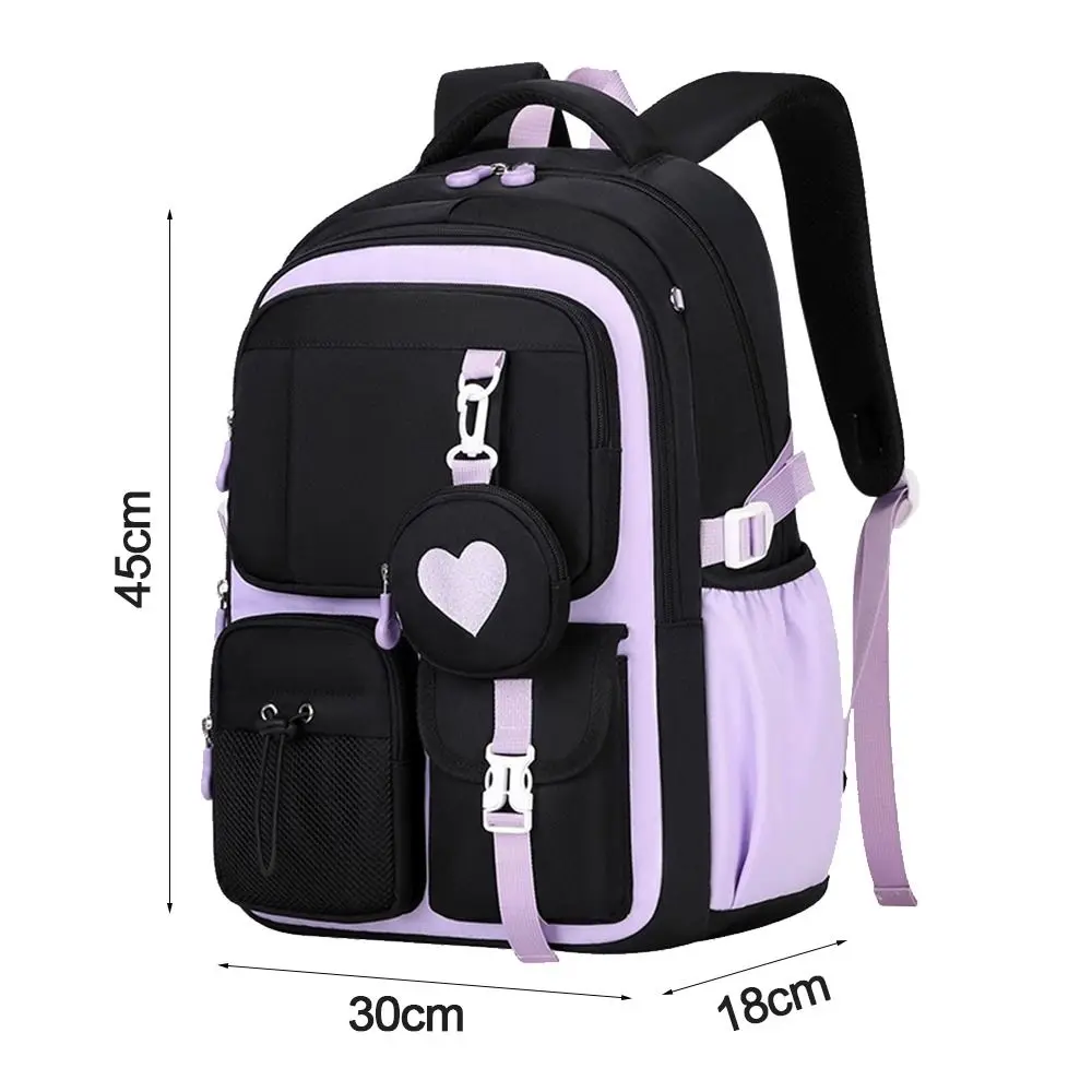 Mochila escolar con diseño de amor y cierre de cremallera