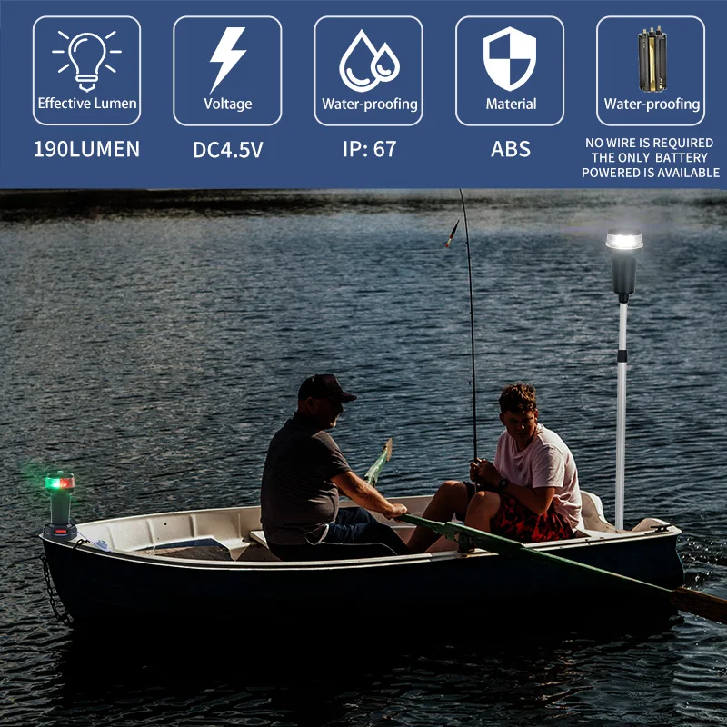 Lámpara navegación LED portátil ANHEART kayak y barco – Pilas AA