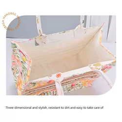 Bolso bandolera de lona floral – Gran capacidad y correa cruzada
