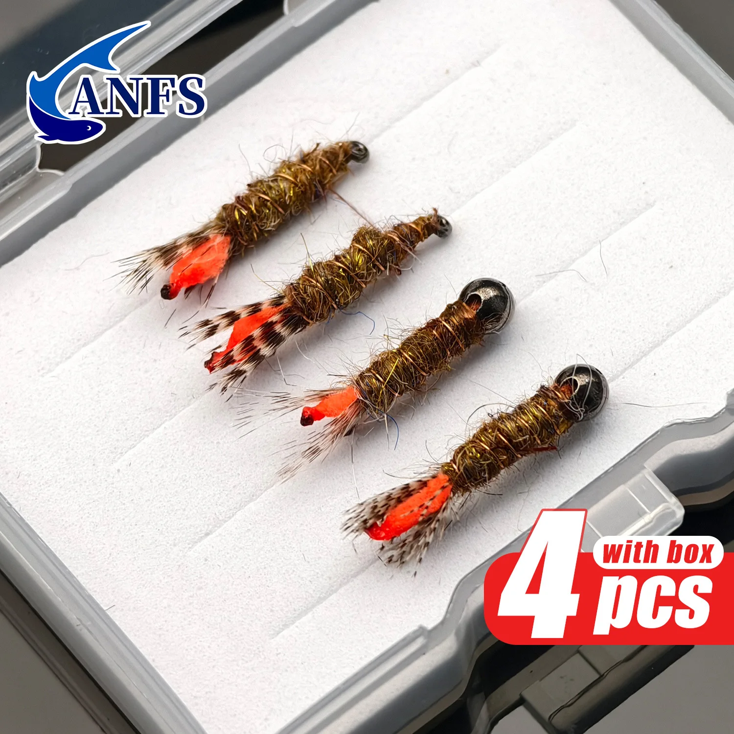 ANFS Moscas húmedas para trucha, larva Caddis atadas a mano - imagen 3