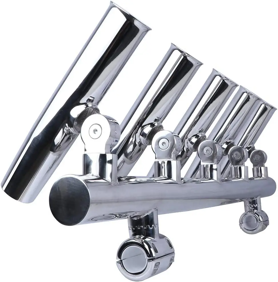 Soporte ajustable caña pescar tubo múltiple acero inoxidable pulido - imagen 2