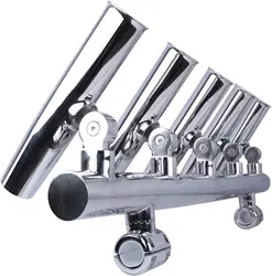 Soporte ajustable caña pescar tubo múltiple acero inoxidable pulido
