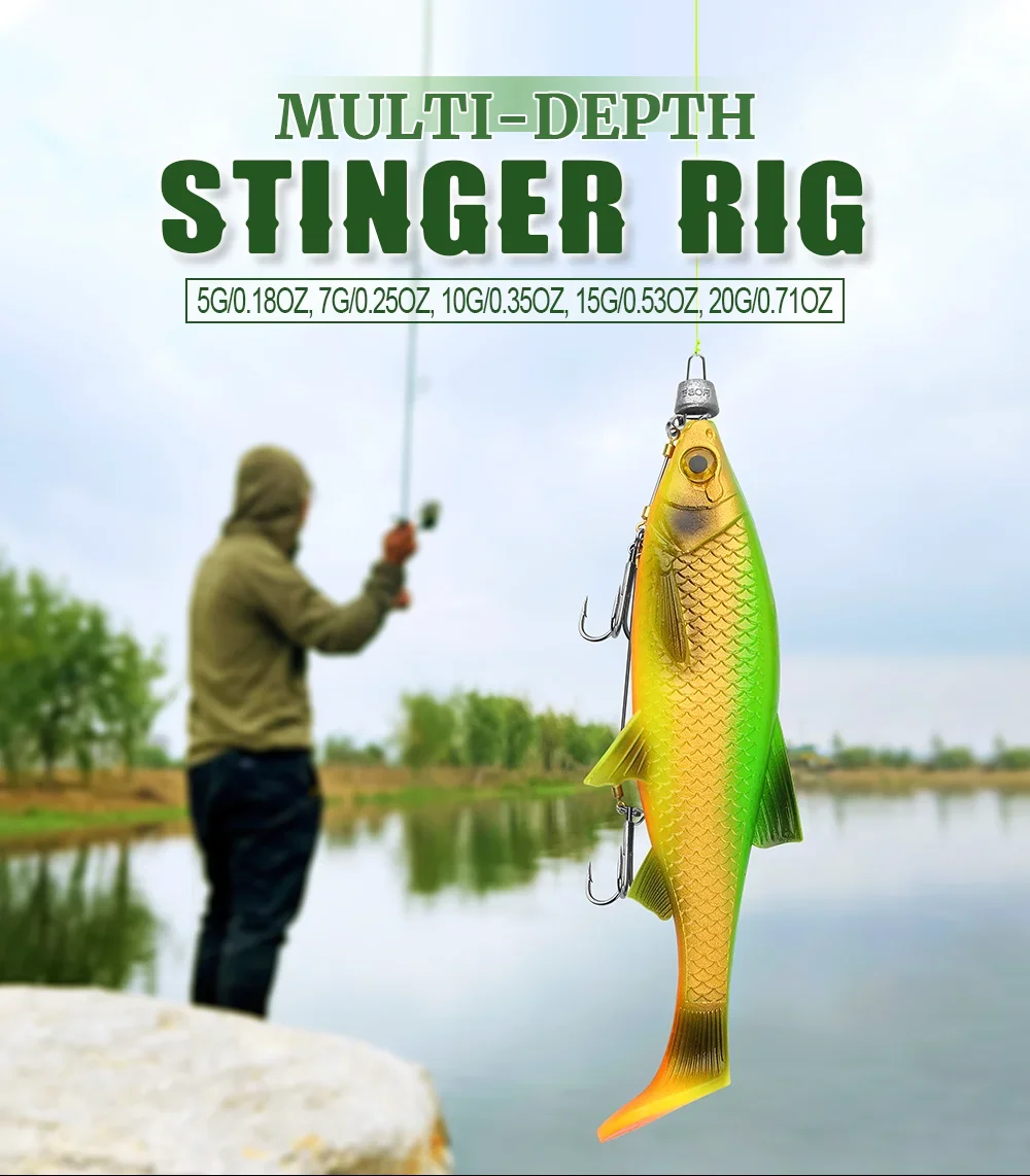 Spinpoler Stinger Rig con plomo y triple anzuelo para depredadores