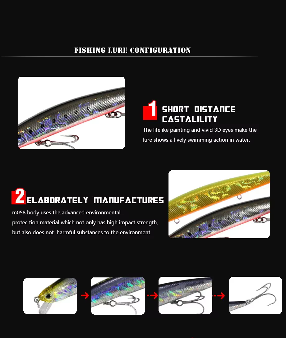 Señuelo Minnow Biónico 3D – 3 ancorillas para pesca - imagen 2